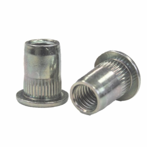 TU-SM4UPO30RZT, Rivetnut Insert, M4x0.07 ISO-5H (0.51-3.00mm Grip) Round Body Ribbed, Large Flange