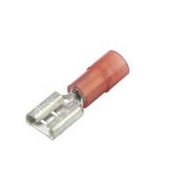 Nylon & Brass Sleeve Push-On Terminal, Female, Partially Insulated, .250", Red, 22-18 Ga (100 MIN)