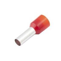 Insulated Wire Ferrule, Red, 8 Ga (10mm sq), 0.47" (12mm) Pin Length (100 MIN)