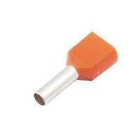 Twin Insulated Wire Ferrule, Orange, 2x12 Ga (2x4mm sq), 0.47" (12mm) Pin Length (100 MIN)