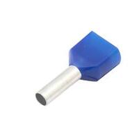 Twin Insulated Wire Ferrule, Blue, 2x14 Ga (2x2.5mm sq), 0.39" (10mm) Pin Length (100 MIN)