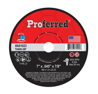 ABRASIVE CUT-OFF WHEELS AND CHOP SAW WHEELS - 7" x .045" x 7/8" Type 27 Cutoff Wheel, TA60U