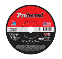 A02011 ABRASIVE PORTABLE HIGH SPEED GAS SAW WHEELS - 14" x 1/8" x 20MM Type 1, A24R