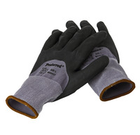 PROFERRED INDUSTRIAL GLOVES - L BLACK NITRILE / GRAY LINER WITH PALM DOTS