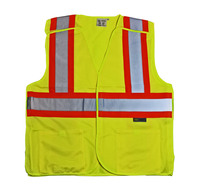 M18011 PROFERRED REFLECTIVE VEST - L,Yellow, CL 2, 5 PT BREAKAWAY, 2 POCKETS