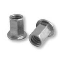 CF-CFH2-2520-085 CFH Rivet Nut 1/4-20 UNC, [.020-.085 Grip Range] Large Flange Head, Full Hex Body, Steel/Zinc Yell